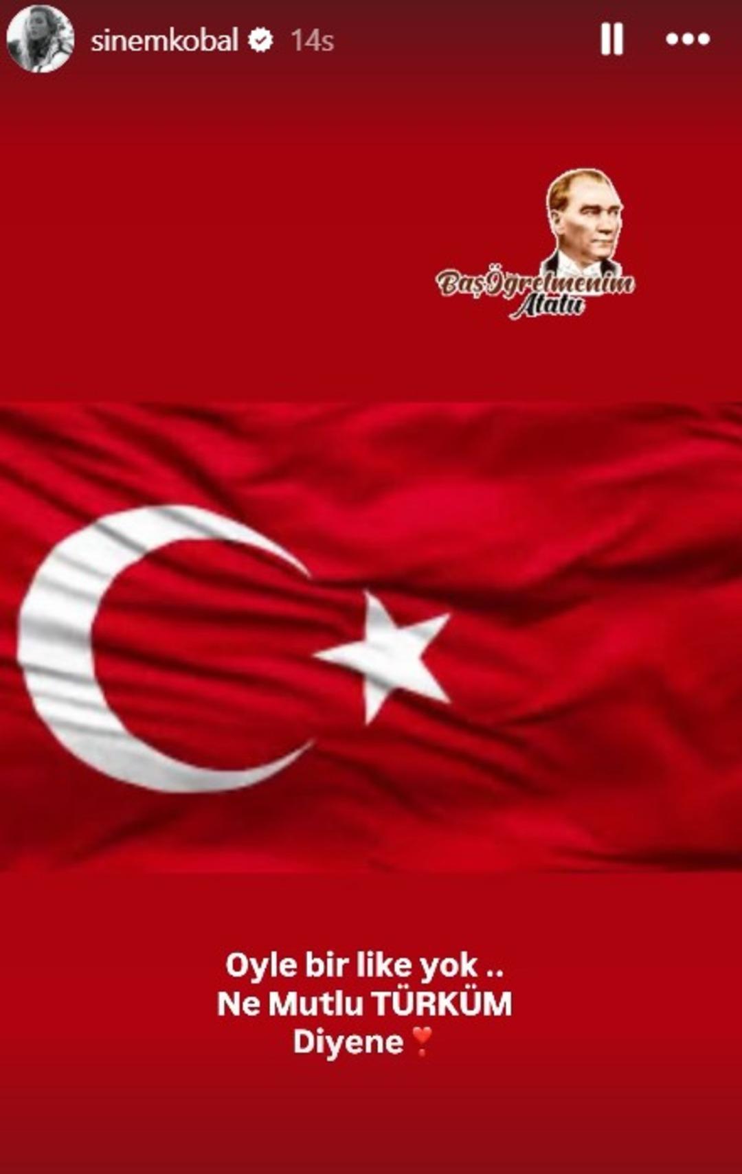 Bel&ccedil;im Bilgin paylaştı  Sinem Kobal beğendi  dendi! Jet a&ccedil;ıklama:  Ne mutlu T&uuml;rk &uuml;m diyene  3