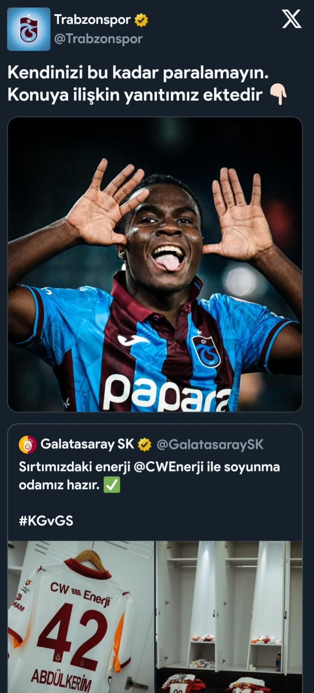Trabzonspor, Galatasaray ın paylaşımına Oulai ile cevap verdi! Kimse bunu beklemiyordu 1