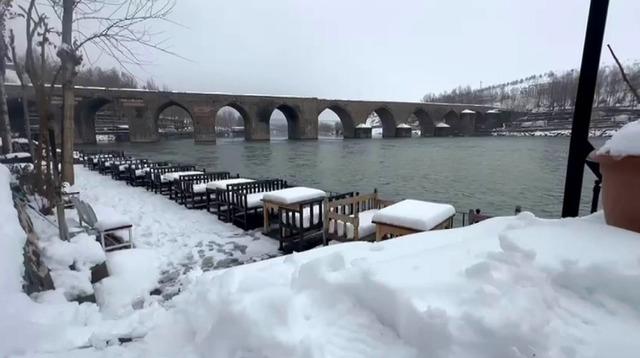 Yoğun kar, Dicle Nehri&rsquo;nde su seviyesini arttırdı 1