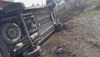 Kulu&rsquo;da kontrolden &ccedil;ıkan kamyonet devrildi