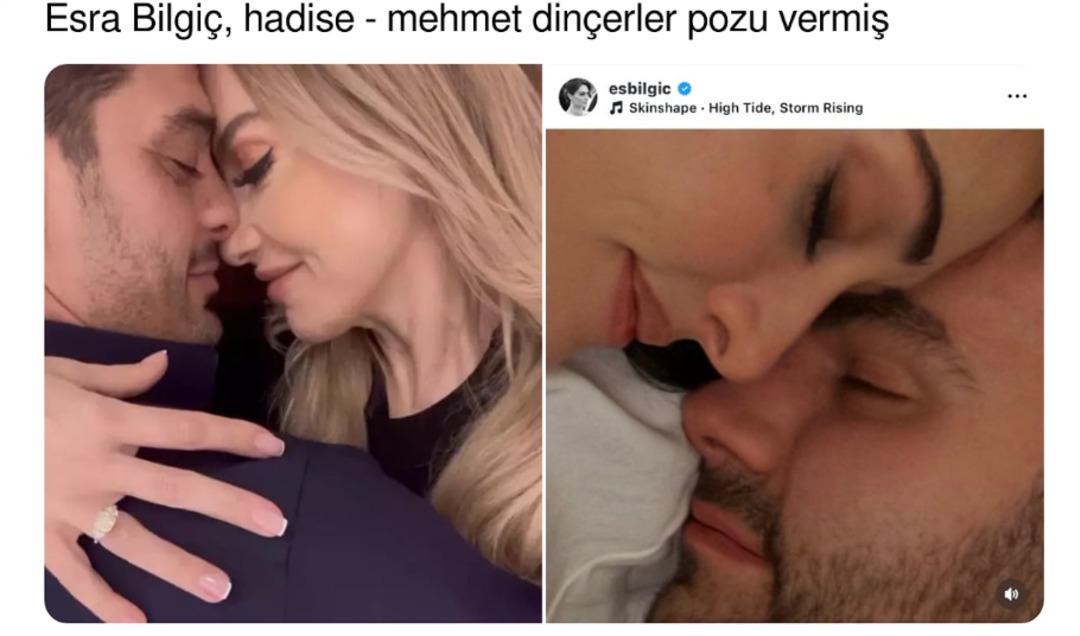 Esra Bilgiç sevgilisiyle burun buruna uyurken poz verdi!  2