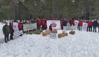 Kastamonu&rsquo;da karla kaplanan ormanlara yaban hayvanları i&ccedil;in yiyecek bırakıldı
