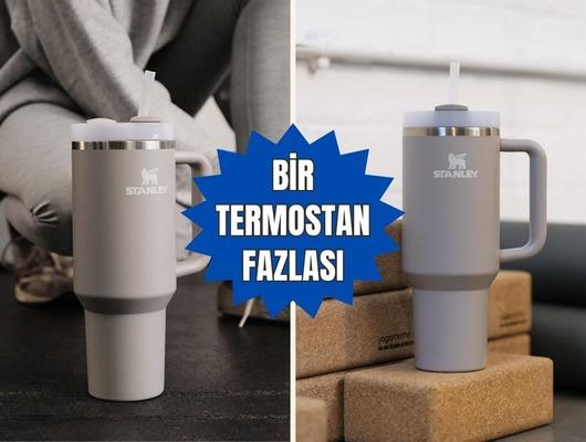 Yanan arabadan sağ &ccedil;ıkan o termos: Stanley Quencher