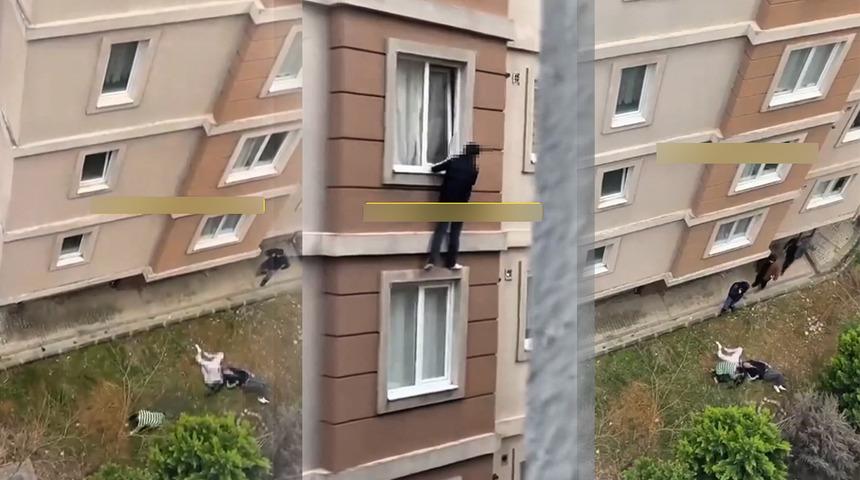 &Uuml;mraniye'de hareketli dakikalar! Basılan gen&ccedil; &ccedil;ift camdan aşağı atladı