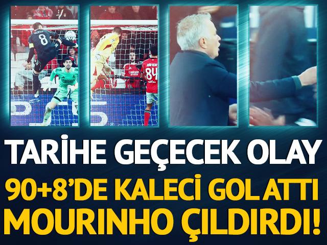 Şampiyonlar Ligi'nde y&uuml;zyılın olayı! Kaleci 90+8'de gol attı, Jose Mourinho &ccedil;ıldırdı!