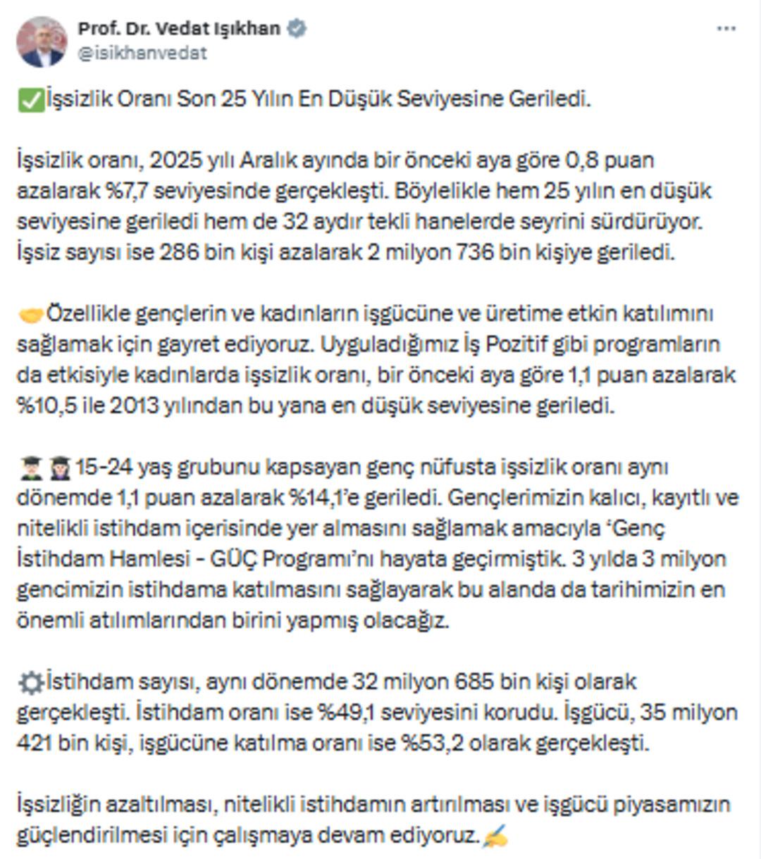 Aralık ayı işsizlik oranları a&ccedil;ıklandı: Son 25 yılın en d&uuml;ş&uuml;k seviyesi! 6