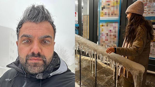 İşe giderken buz kestiler: Saç, kirpik, kaş... Hepsi dondu!