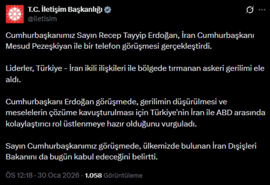Cumhurbaşkanı Erdoğan dan kritik İran teması! Pezeşkiyan la  askeri gerilimi  konuştular 2