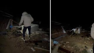 Hortumun savurduğu konteynerdeki yaralı adamın bulunduğu anların görüntüsü çıktı