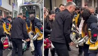 Mağazanın merdivenlerinden d&uuml;şen kadın hastanelik oldu