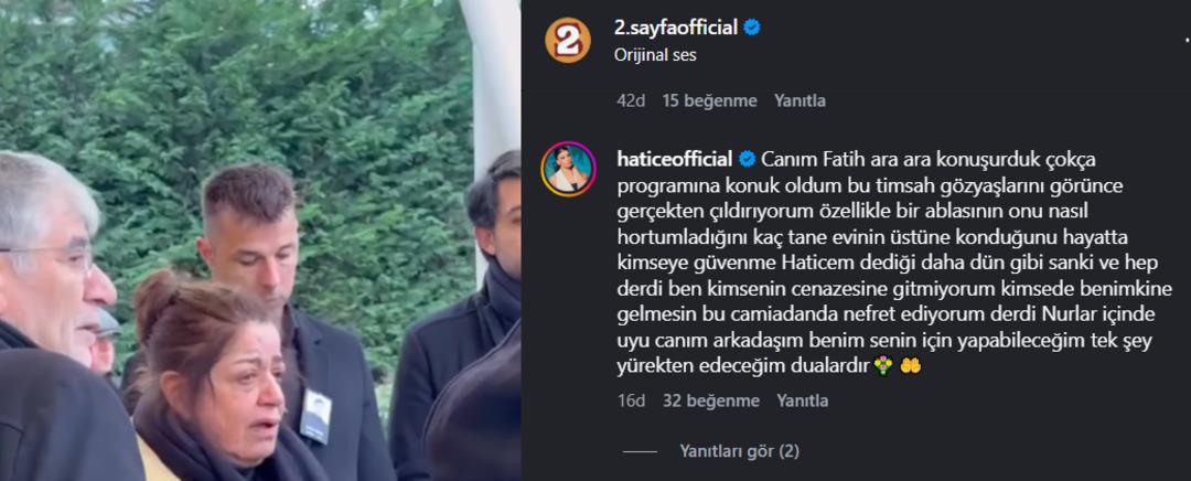 Hatice, Fatih &Uuml;rek in cenazesinde ablasının ağlamasına ateş p&uuml;sk&uuml;rd&uuml; 1