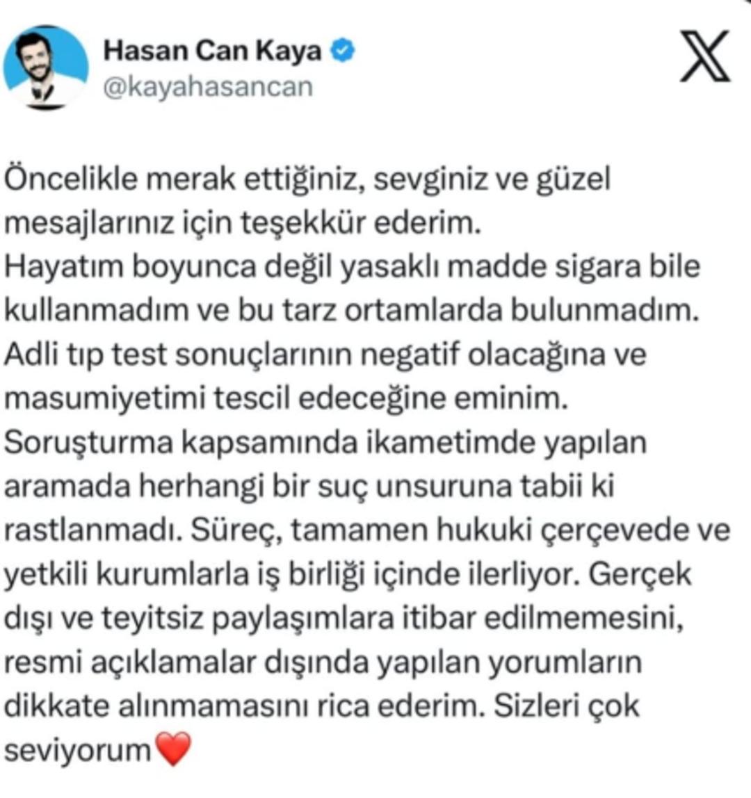 Hasan Can Kaya dan ilk a&ccedil;ıklama geldi: "Adli tıp test sonu&ccedil;larının..." 3