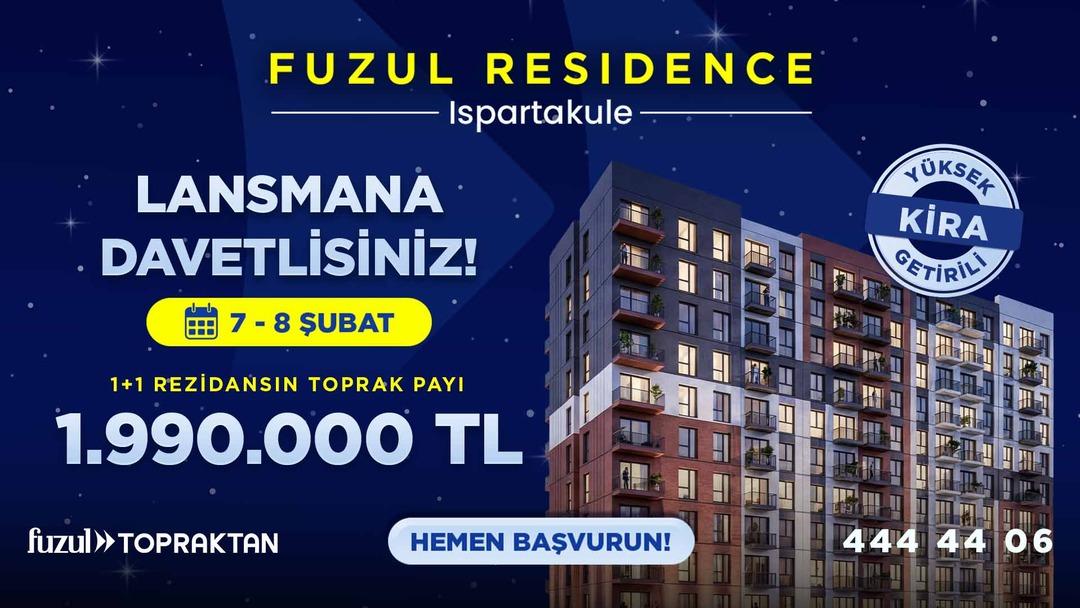 Ispartakule de yatırım fırsatı: 1+1 rezidansın toprak payı 1.990.000 TL! 1