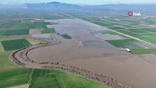 Menderes taştı, yüzlerce dönüm sular altında kaldı