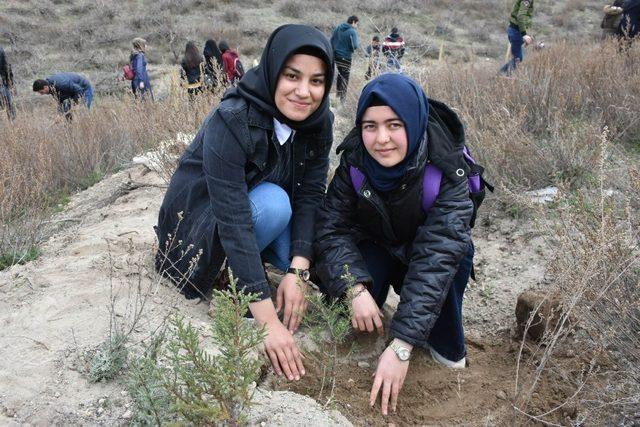 Isparta’daki KYK’lılar 500 fidanı toprakla buluşturdu