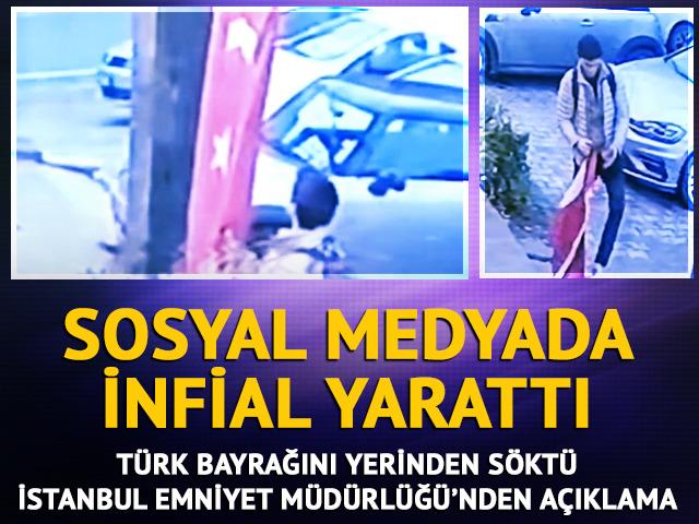 Sosyal medyada infial yaratan g&ouml;r&uuml;nt&uuml;ler: T&uuml;rk bayrağını yerinden s&ouml;k&uuml;p...