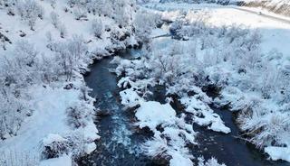 Şırnak&rsquo;ta beyaza b&uuml;r&uuml;nen dağ ve ağa&ccedil;lar g&ouml;z kamaştırdı