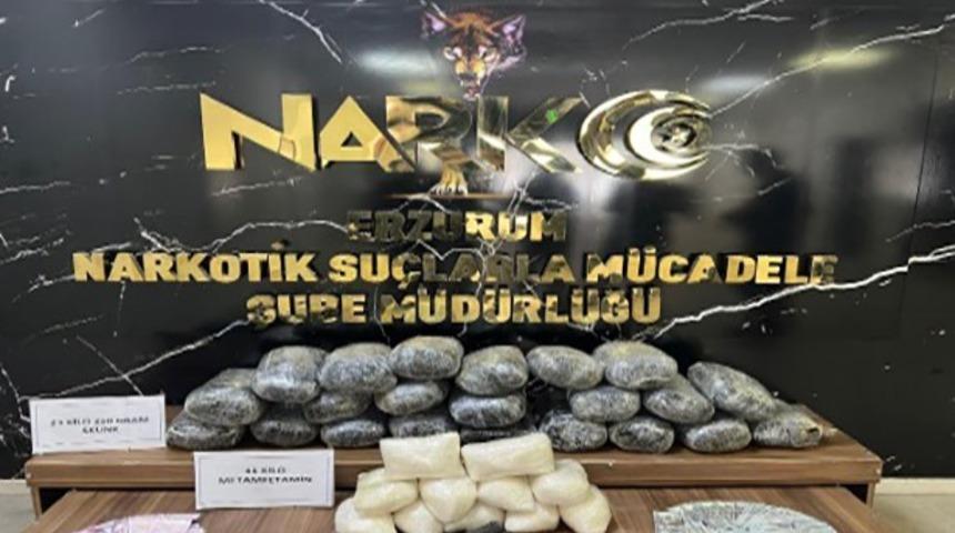Erzurum&rsquo;da 23 kilo skunk ve 11 kilo metamfetamin ele ge&ccedil;irildi