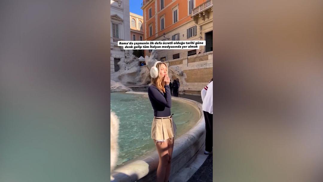Trevi &Ccedil;eşmesi nin ilk biletli turisti bizden: İtalyan basınının ilgi odağı olan T&uuml;rk kızı  3