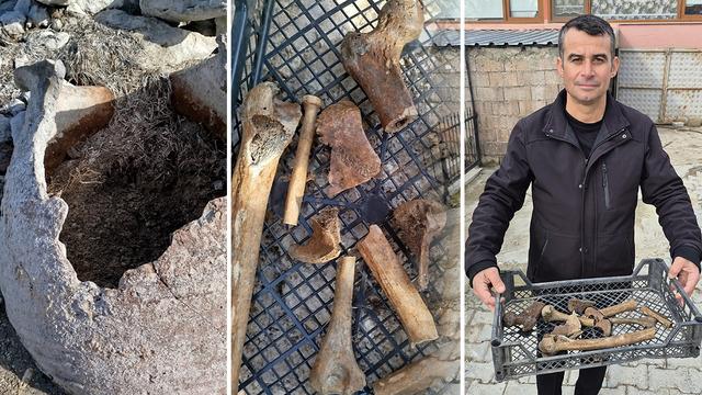 Gölde sular çekilince 'küp mezar' ortaya çıktı: İnsan kemikleriyle dolu!