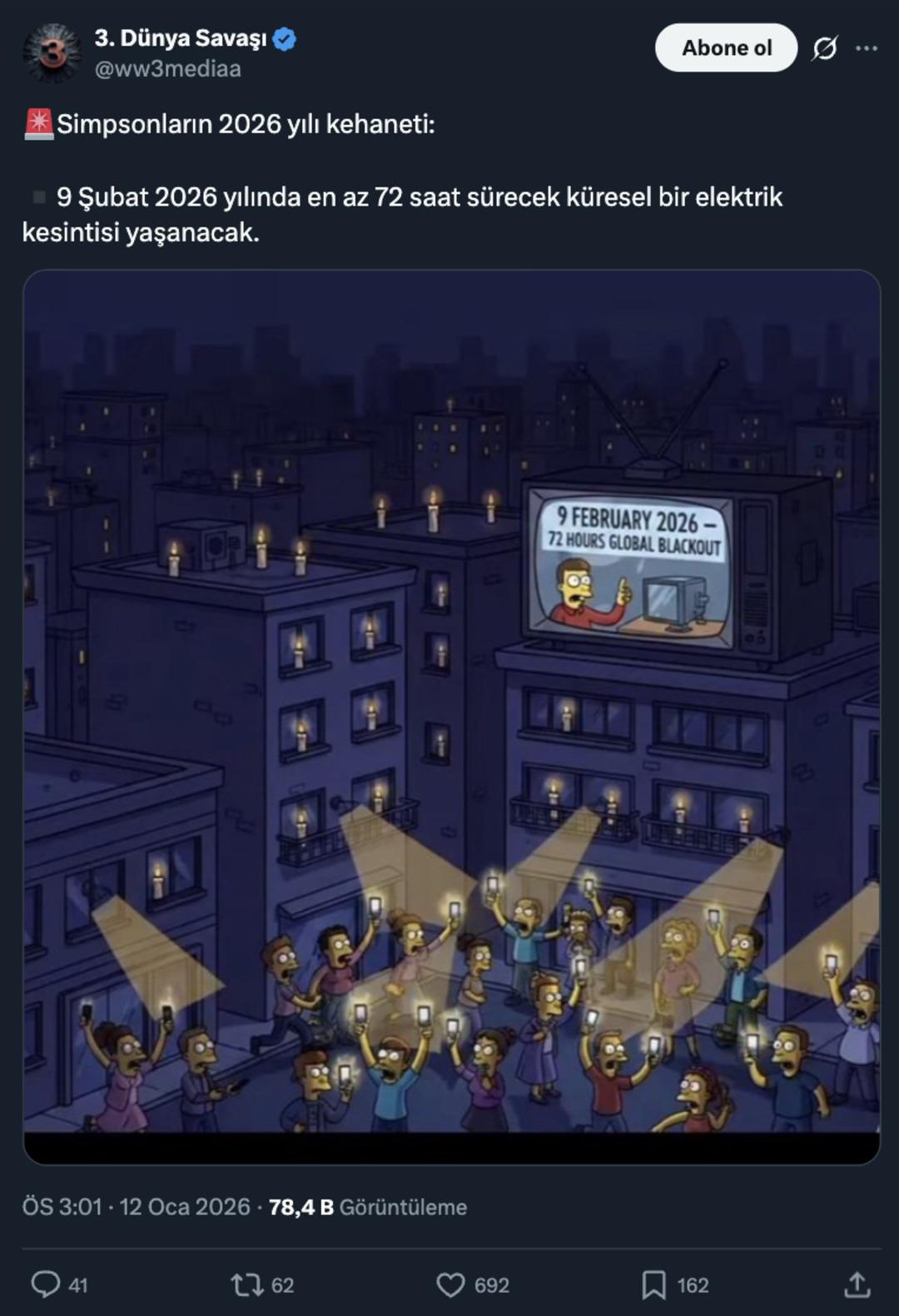 Simpsonlar ın 9 Şubat kehaneti ortalığı karıştırdı! 72 saat boyunca t&uuml;m d&uuml;nya... 2