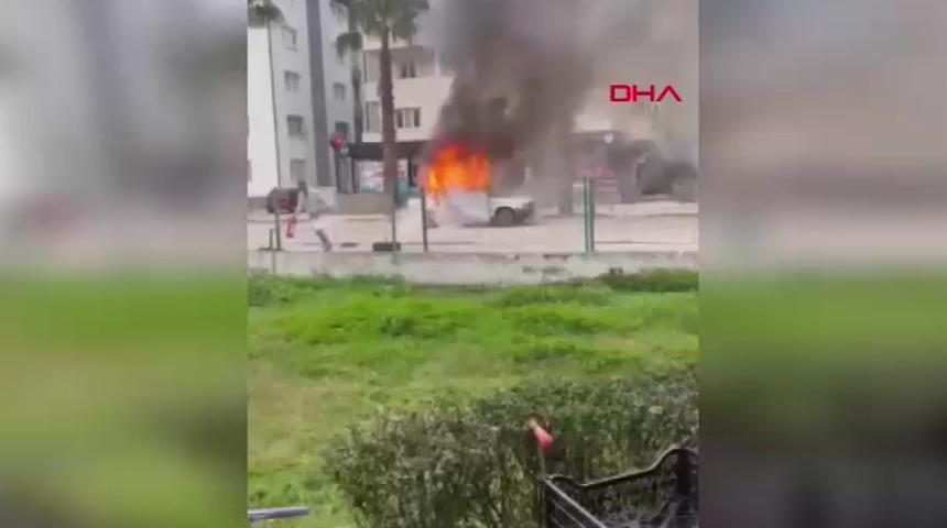 Yer: Adana! seyir halindeki otomobil yandı: 3 yaralı