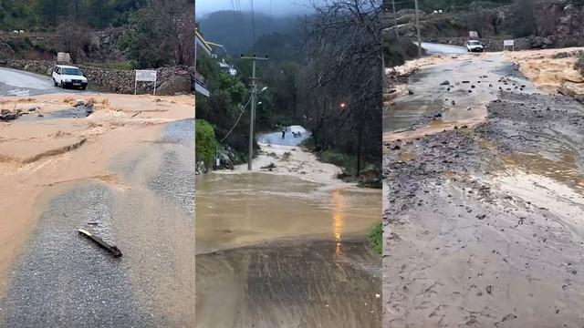 Alanya'da sağanak sonrası su taşkını köprüde zarara neden oldu