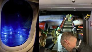 U&ccedil;ak taksi yoluna girdi! Pistte panik anları