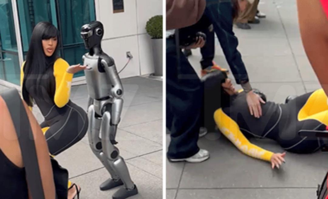 Robotla yaptığı garip dans iyi bitmedi! Cardi B rezil oldu 1