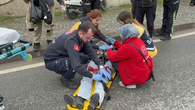 Samsun&rsquo;da motosikletli gen&ccedil; kadın yaralandı 1