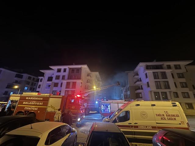 Karaman da binada &ccedil;ıkan yangında 10 kişi dumandan etkilendi 1