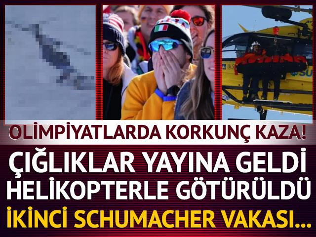 2026 Kış Olimpiyatları'nda korkun&ccedil; kaza! &Ccedil;ığlıklar yayına geldi: İkinci Schumacher vakası