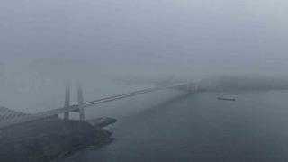 Yavuz Sultan Selim Köprüsü’nde etkili olan sis havadan görüntülendi