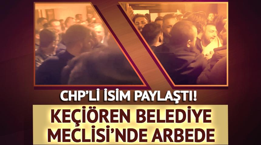 CHP'li Emir g&ouml;r&uuml;nt&uuml;leri paylaştı: Ke&ccedil;i&ouml;ren Belediye Meclisi'nde arbede