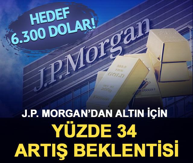 J.P. Morgan&rsquo;dan altın i&ccedil;in y&uuml;zde 34 artış beklentisi: Hedef 6.300 dolar