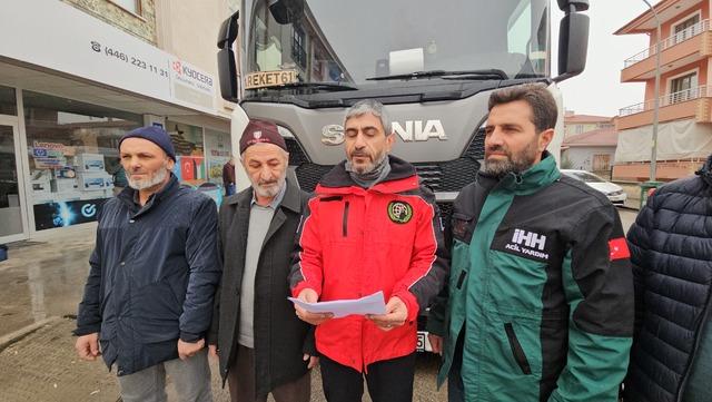 Erzincan dan Filistin ve Suriye ye yardım tırı g&ouml;nderildi 1