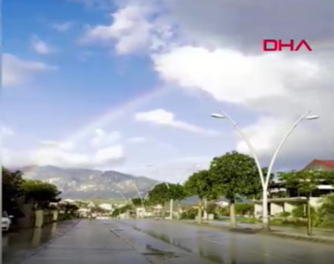 Dat&ccedil;a da yoğun yağışın ardından ikiz g&ouml;kk&uuml;şağı g&ouml;r&uuml;nt&uuml;s&uuml; 1