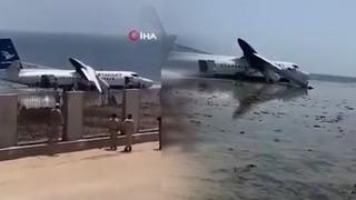 Kabus anları kamerada! 55 yolcu taşıyan uçağın havada kanadı koptu