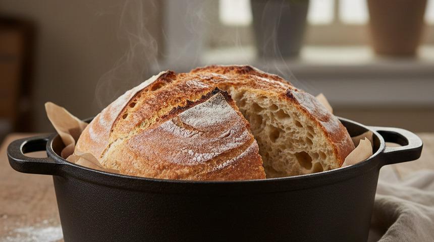 Gece karıştır, sabah pişir! En kolay ekmek tarifi: 3 malzemeli tencere ekmeği 