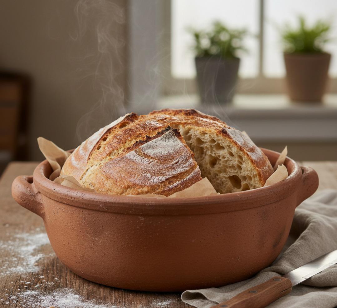 Gece karıştır, sabah pişir! En kolay ekmek tarifi: 3 malzemeli tencere ekmeği  1