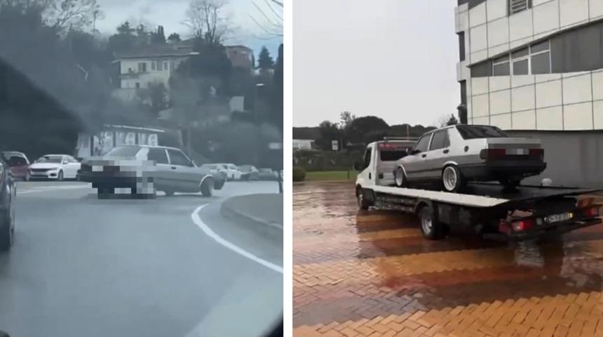 Beykoz&rsquo;da drift yapan s&uuml;r&uuml;c&uuml;ye 109 bin lira ceza: Ehliyeti alındığı halde direksiyon başına ge&ccedil;miş