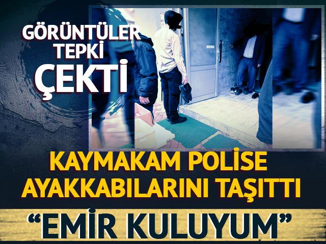 Karab&uuml;k'te tepki &ccedil;eken g&ouml;r&uuml;nt&uuml;! Yenice Kaymakamı, polise ayakkabısını taşıttı