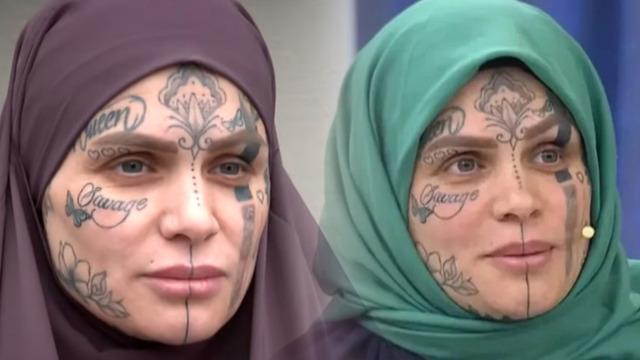 Yüzündeki dövmelerle gündem olan Nazan Ünal'ın başörtüsüz hali ortaya çıktı! Evlilik programına da katılmış 