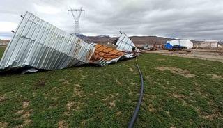 Şiddetli r&uuml;zgar ahırın &ccedil;atısını u&ccedil;urdu
