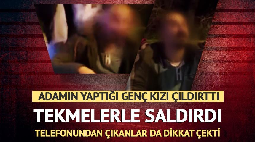 Gen&ccedil; kadını gizlice g&ouml;r&uuml;nt&uuml;lediği iddia edildi! Sinir krizi ge&ccedil;irip tekme attı