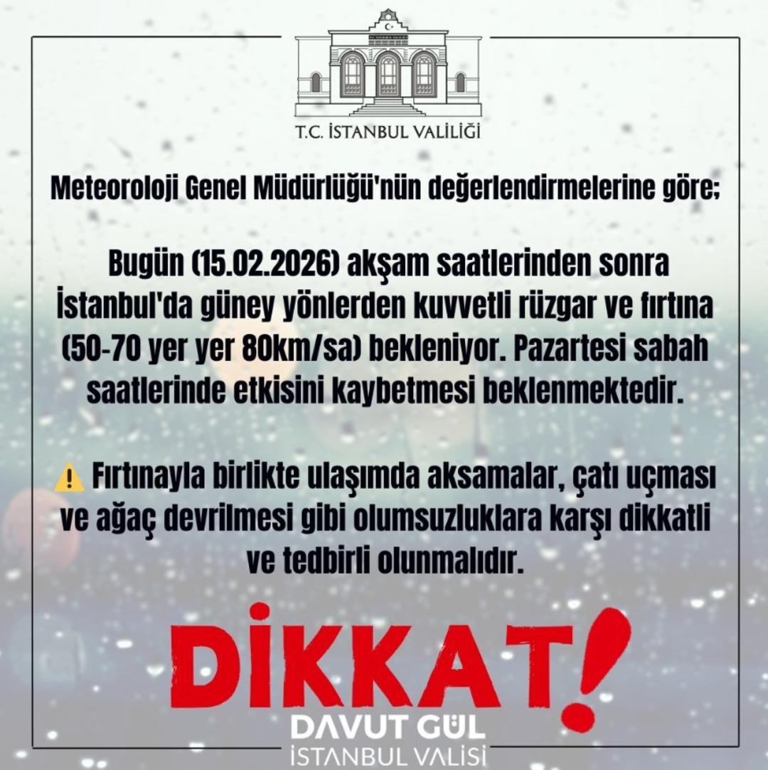  İstanbul Valiliği nden fırtına uyarısı 1