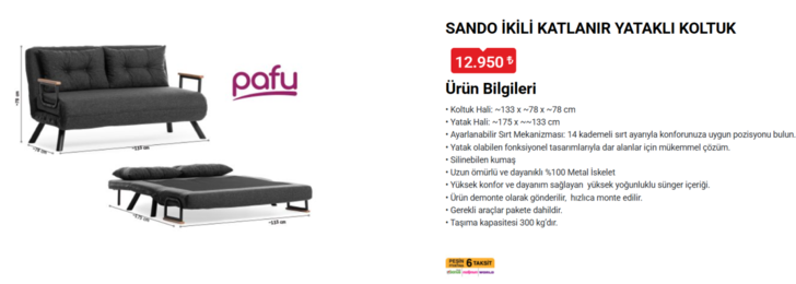 SANDO İKİLİ KATLANIR YATAKLI KOLTUK