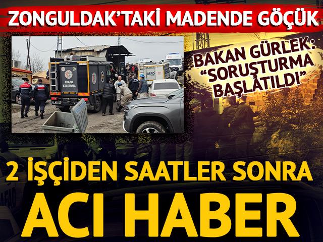 Zonguldak'taki madende g&ouml;&ccedil;&uuml;k! 2 iş&ccedil;inin cansız bedenine ulaşıldı