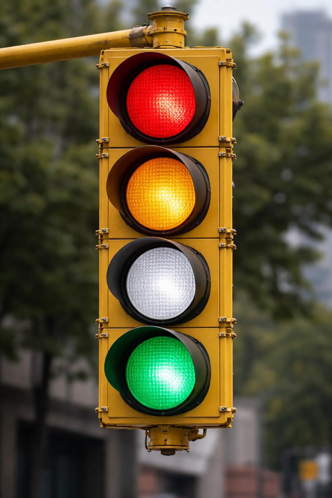 Beyaz ışık g&ouml;r&uuml;nd&uuml;! Trafik lambalarında yeni d&ouml;nem... D&ouml;rt ışıklı olacak: Kırmızı, sarı, yeşil, beyaz 2