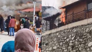 Taksi durağında &ccedil;ıkan yangın paniğe yaşattı